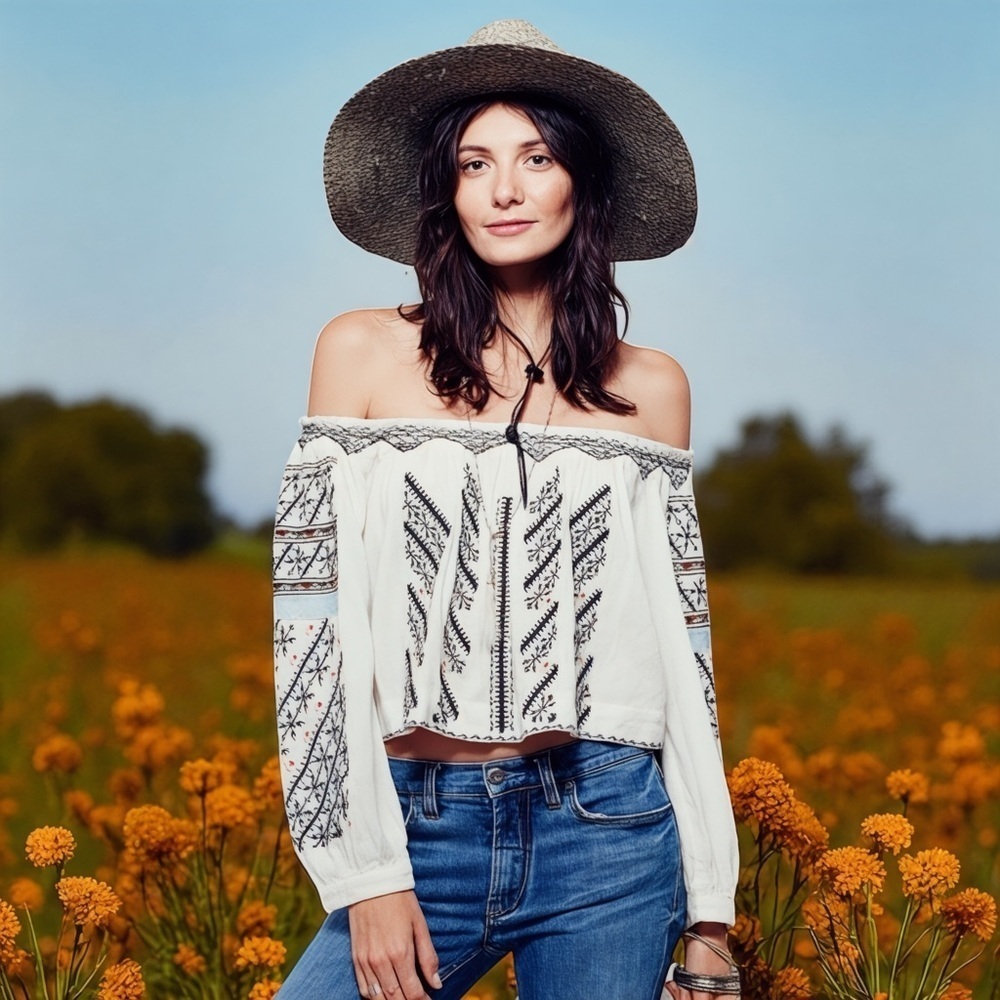 Free People Women’s All I Need Embroidered Off The Shoulder Top In Size XS